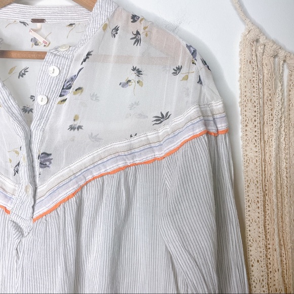 Free People Hearts & Colors Neutral Oversized Flowy Western Rodeo Top - Picture 4 of 16